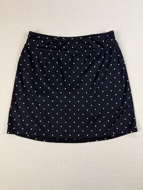 Seg’ments Luxe Polka Dot Skort Black White Stretch Pull On Golf Tennis Skirt